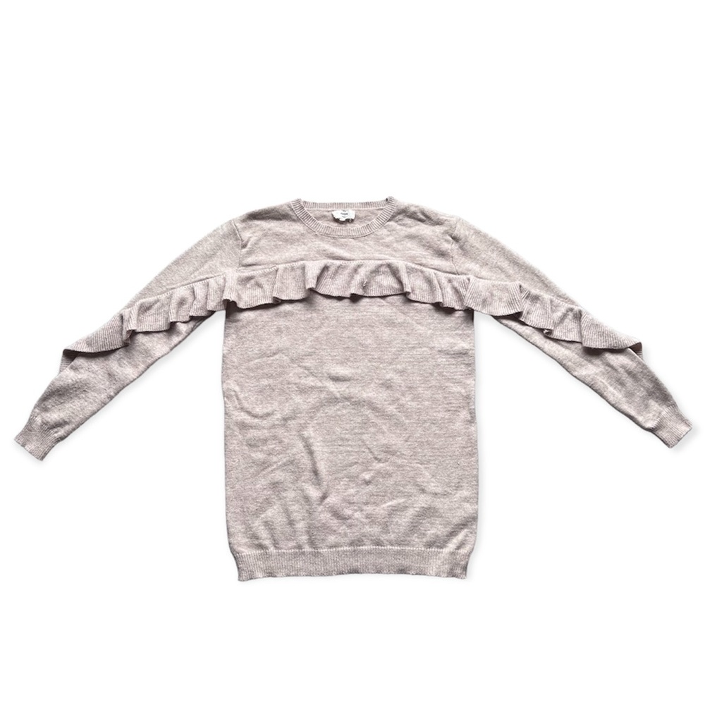 Entro Tan Boho Sweater with Ruffles across the Front & Arms size M - Picture 1 of 5